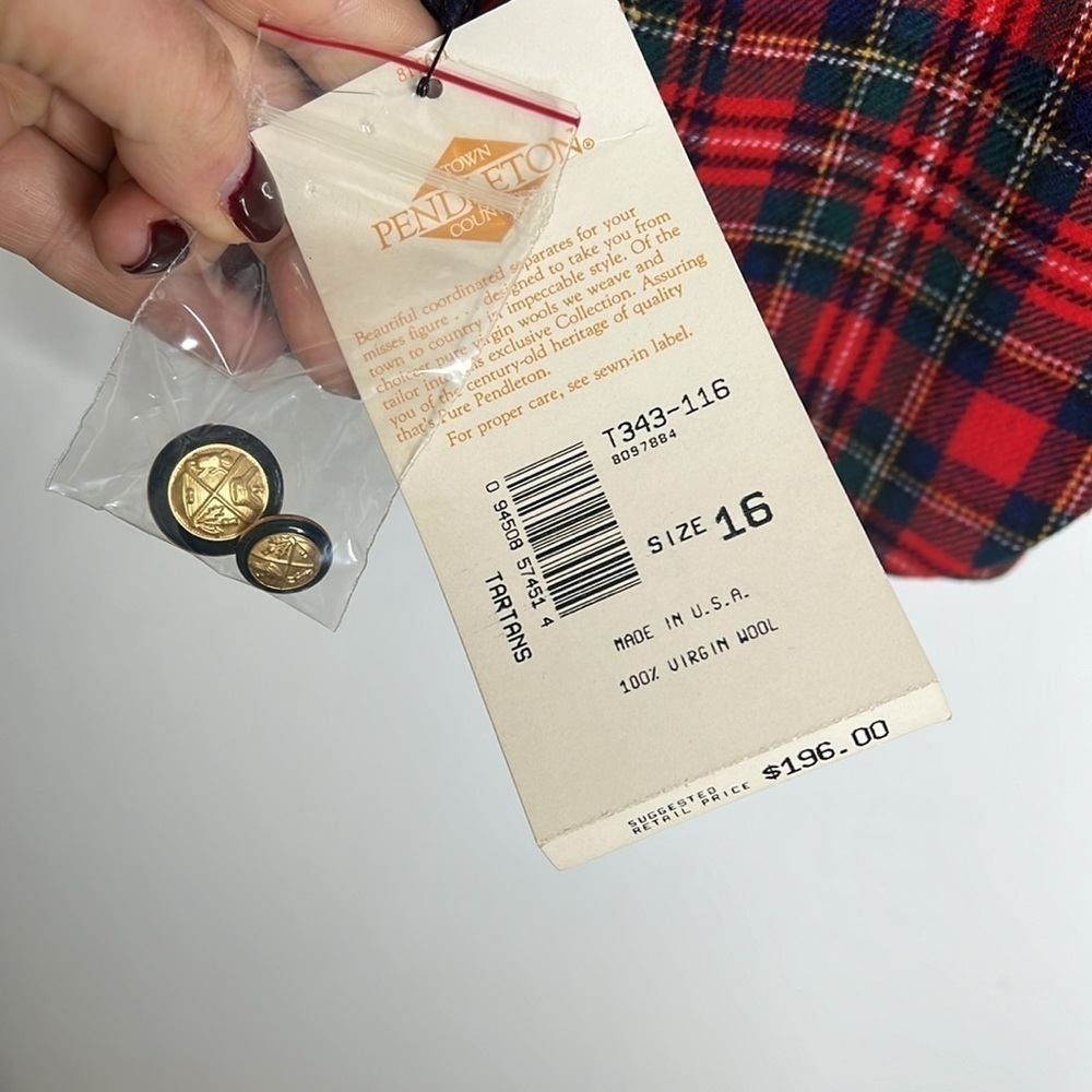 Pendleton Size 16 Wool Tartan Red Green Blue Blazer Fully Lined New with Tags - Picture 11 of 12